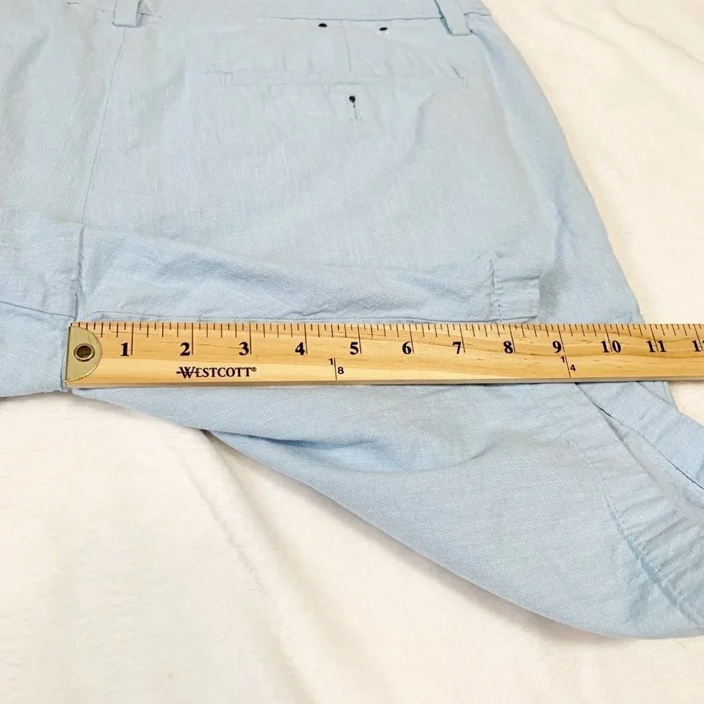 Banana Republic Aiden Short Mens 36 Light‎ Blue Cotton Linen Blend Casual Summer